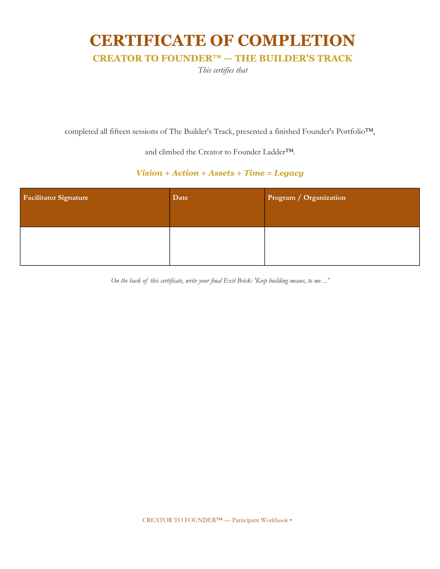 Creator to Founder™ Workbook